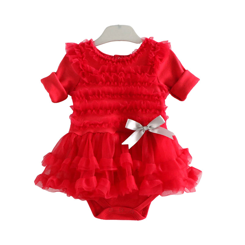 Baby Girls Solid Color Bow Rompers Wholesale 22051607