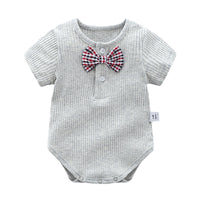 Load image into Gallery viewer, Baby Unisex Solid Color Bow Muslin&amp;Ribbed Rompers Wholesale 22051610
