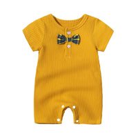 Load image into Gallery viewer, Baby Unisex Solid Color Bow Muslin&amp;Ribbed Jumpsuits Wholesale 220516101
