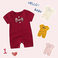 Load image into Gallery viewer, Baby Unisex Solid Color Bow Muslin&amp;Ribbed Jumpsuits Wholesale 220516101
