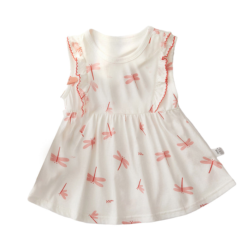 Baby Kid Girls Cartoon Print Dresses Wholesale 220516107