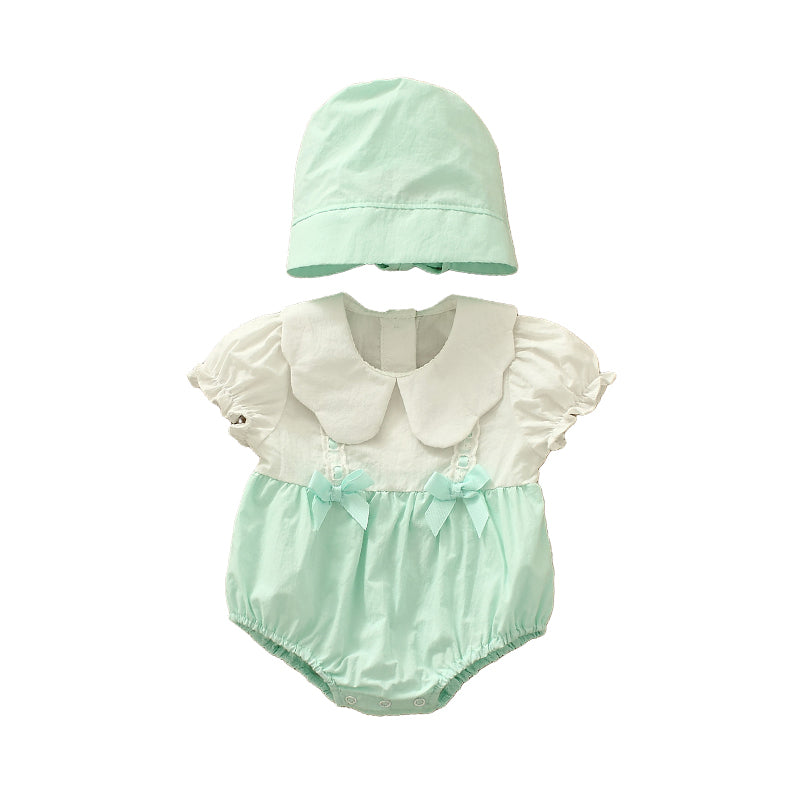 Baby Girls Color-blocking Bow Rompers Wholesale 220516108