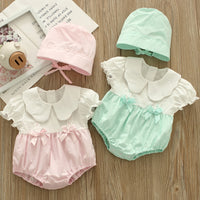Load image into Gallery viewer, Baby Girls Color-blocking Bow Rompers Wholesale 220516108
