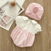 Load image into Gallery viewer, Baby Girls Color-blocking Bow Rompers Wholesale 220516108
