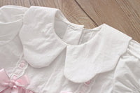 Load image into Gallery viewer, Baby Girls Color-blocking Bow Rompers Wholesale 220516108
