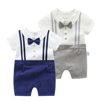 Load image into Gallery viewer, Baby Boys Striped Color-blocking Bow Jumpsuits Wholesale 22051611
