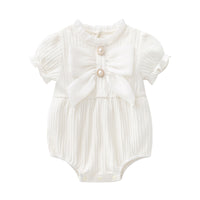 Load image into Gallery viewer, Baby Girls Solid Color Bow Rompers Wholesale 220516111
