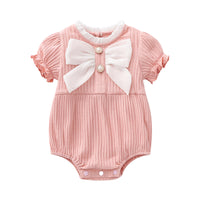 Load image into Gallery viewer, Baby Girls Solid Color Bow Rompers Wholesale 220516111
