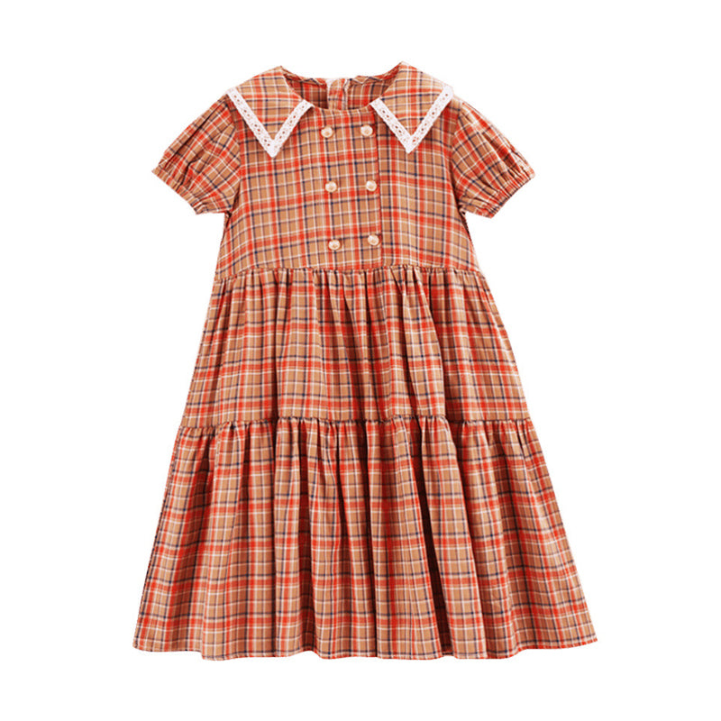 Kid Big Kid Girls Checked Dresses Wholesale 220516114