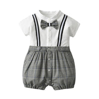 Load image into Gallery viewer, Baby Boys Color-blocking Bow Rompers Wholesale 220516135
