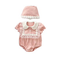 Load image into Gallery viewer, 2 Pieces Set Baby Girls Solid Color Hats And Rompers Wholesale 220516146
