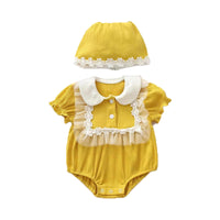 Load image into Gallery viewer, 2 Pieces Set Baby Girls Solid Color Hats And Rompers Wholesale 220516146

