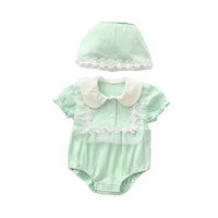 Load image into Gallery viewer, 2 Pieces Set Baby Girls Solid Color Hats And Rompers Wholesale 220516146
