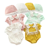 Load image into Gallery viewer, 2 Pieces Set Baby Girls Solid Color Hats And Rompers Wholesale 220516146
