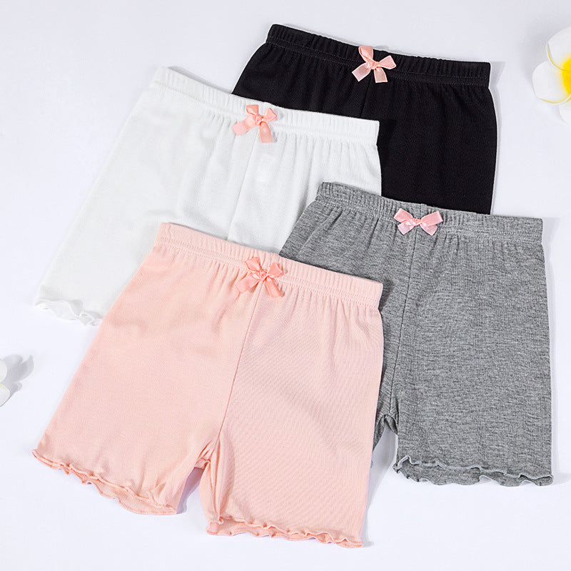 Kid Big Kid Girls Solid Color Bow Shorts Wholesale 22051615