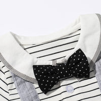 Load image into Gallery viewer, Baby Boys Striped Color-blocking Bow Rompers Wholesale 220516159
