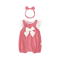 Load image into Gallery viewer, Baby Girls Flower Bow Embroidered Rompers Wholesale 22051620

