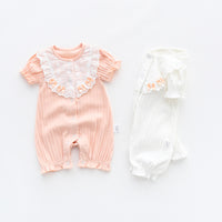 Load image into Gallery viewer, Baby Girls Flower Bow Embroidered Rompers Wholesale 22051620
