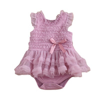 Load image into Gallery viewer, Baby Girls Solid Color Bow Rompers Wholesale 22051631
