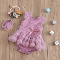 Load image into Gallery viewer, Baby Girls Solid Color Bow Rompers Wholesale 22051631
