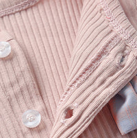 Load image into Gallery viewer, Baby Unisex Solid Color Bow Muslin&amp;Ribbed Jumpsuits Wholesale 22051632
