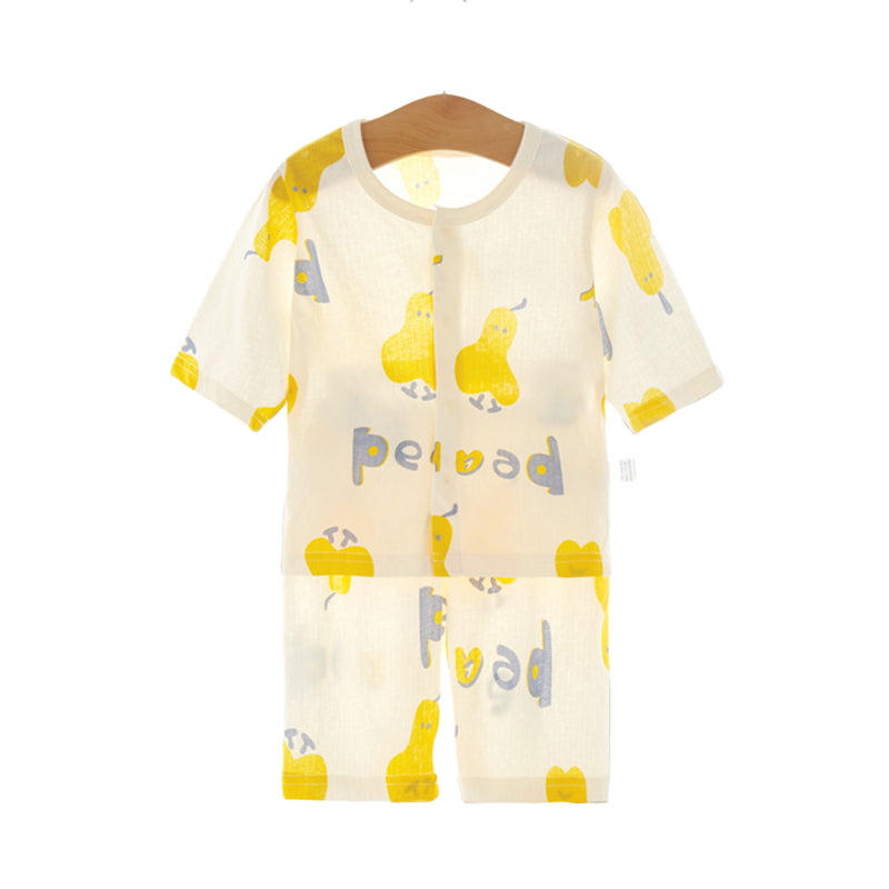 2 Pieces Set Baby Kid Unisex Fruit Cartoon Print Tops Sleepwears And Shorts Wholesale 22051636