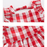 Load image into Gallery viewer, Baby Kid Girls Checked Dresses And Hats Wholesale 22051638
