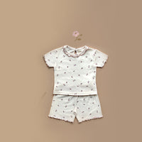 Load image into Gallery viewer, 2 Pieces Set Baby Kid Girls Flower Print Tops And Shorts Wholesale 22051639
