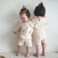 Load image into Gallery viewer, 2 Pieces Set Baby Kid Girls Flower Print Tops And Shorts Wholesale 22051639
