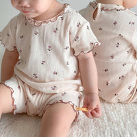 Load image into Gallery viewer, 2 Pieces Set Baby Kid Girls Flower Print Tops And Shorts Wholesale 22051639
