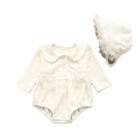 Load image into Gallery viewer, Baby Girls Solid Color Lace Rompers And Hats Wholesale 22051641
