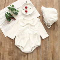 Load image into Gallery viewer, Baby Girls Solid Color Lace Rompers And Hats Wholesale 22051641

