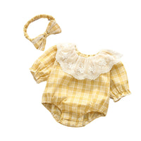 Load image into Gallery viewer, Baby Girls Checked Lace Rompers Wholesale 22051642
