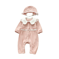 Load image into Gallery viewer, Baby Girls Solid Color Lace Jumpsuits And Hats Wholesale 22051644
