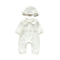 Load image into Gallery viewer, Baby Girls Solid Color Lace Jumpsuits And Hats Wholesale 22051644

