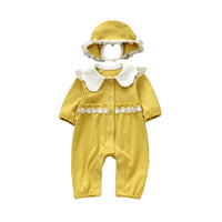 Load image into Gallery viewer, Baby Girls Solid Color Lace Jumpsuits And Hats Wholesale 22051644
