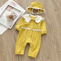 Load image into Gallery viewer, Baby Girls Solid Color Lace Jumpsuits And Hats Wholesale 22051644
