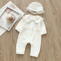 Load image into Gallery viewer, Baby Girls Solid Color Lace Jumpsuits And Hats Wholesale 22051644
