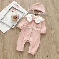 Load image into Gallery viewer, Baby Girls Solid Color Lace Jumpsuits And Hats Wholesale 22051644
