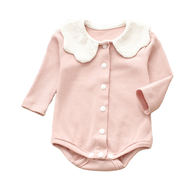 Baby Girls Solid Color Rompers Wholesale 22051645