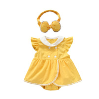 Load image into Gallery viewer, Baby Girls Solid Color Rompers And Bow Accessories Headwear Wholesale 22051669
