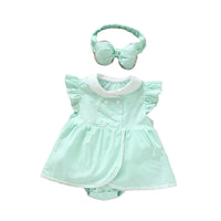 Load image into Gallery viewer, Baby Girls Solid Color Rompers And Bow Accessories Headwear Wholesale 22051669

