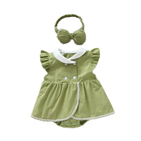 Load image into Gallery viewer, Baby Girls Solid Color Rompers And Bow Accessories Headwear Wholesale 22051669
