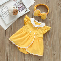 Load image into Gallery viewer, Baby Girls Solid Color Rompers And Bow Accessories Headwear Wholesale 22051669
