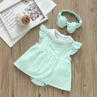 Load image into Gallery viewer, Baby Girls Solid Color Rompers And Bow Accessories Headwear Wholesale 22051669
