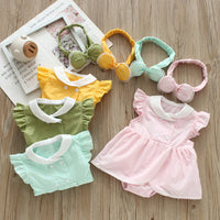 Load image into Gallery viewer, Baby Girls Solid Color Rompers And Bow Accessories Headwear Wholesale 22051669
