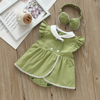Load image into Gallery viewer, Baby Girls Solid Color Rompers And Bow Accessories Headwear Wholesale 22051669
