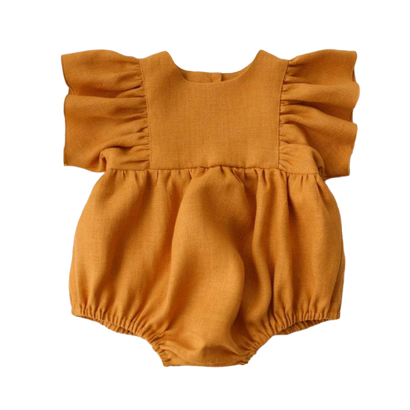 Baby Girls Solid Color Rompers Wholesale 22051672