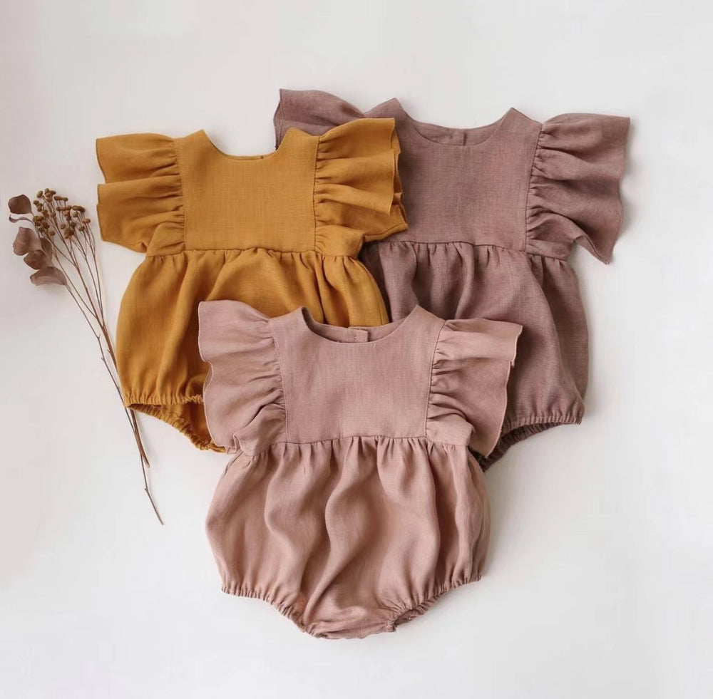 Baby Girls Solid Color Rompers Wholesale 22051672