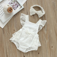 Load image into Gallery viewer, Baby Girls Bow Lace Rompers Wholesale 22051682
